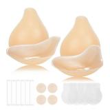 Sticky Bra Push Up 2 Pairs, Nipple Covers for Women Silicone Strapless Adhesive Bra Pasties, (Creme, Size L)