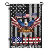 Lot of 2 JZYIZYU 45th 47th President Trump 2025 Garden Flag Patriotic American Bald Eagle Garden Flags for Outside 12x18 Double Sided We Took America Back Signs Outdoor House Yard Decorations