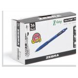 Zebra Pen Z-Grip Retractable Ballpoint Pen, Smooth-Flowing Blue Ink, 1.0mm Fine Point, School Supplies, Teacher Supplies, and Office Supplies, 36-Pack (25236)