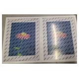 Pink Daisy Art Print in White Frame 17.25