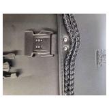 Black Leather Motorcycle Saddlebags with Braided Trim