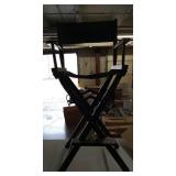Tall Directors Chair - Professional Folding Black Canvas *Slightly Damaged,  See Photos. Sold as is.  - Retail: $75