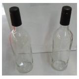 Empty Wine Bottles with Black Caps - Missing 2 Bottles  - Retail: $12