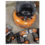 6 Gal. 150 PSI Electric Air Compressor with 25 ft. Hose, 18GA Brad Nailer, 16GA Finish Nailer and 18GA Finish Stapler - Retail: $299