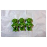 Vintage Green Alien Birthday Candle Holders – Set of 3 Ceramic Figurines – Retro Space Decor - Retail: $15