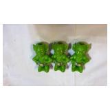 Vintage Green Alien Birthday Candle Holders – Set of 3 Ceramic Figurines – Retro Space Decor - Retail: $15