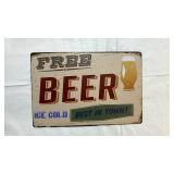 Vintage Free Beer Metal Sign - Retail: $45