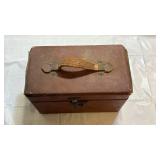 Vintage Brown Leather-Bound Storage Case - Retail: $45