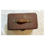 Vintage Brown Leather-Bound Storage Case - Retail: $45