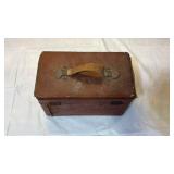 Vintage Brown Leather-Bound Storage Case - Retail: $45
