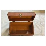 Vintage Brown Leather-Bound Storage Case - Retail: $45