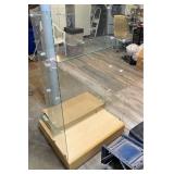 Glass Display Cabinet with Rolling Wooden Base and additional glass shelves  - Retail: $150