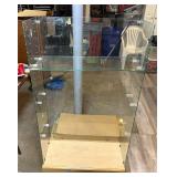 Glass Display Cabinet with Rolling Wooden Base and additional glass shelves  - Retail: $150