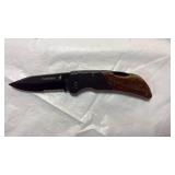 Husky Tactical Folding Knife with Wood Handle - Retail: $15