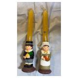 Vintage Pilgrim Thanksgiving Candle Holders Set - Retail: $25