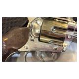 Vintage Mattel Cap Gun Revolver with Leather Holster — Retro Western Toy Collectible- Retail: $75