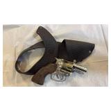Vintage Mattel Cap Gun Revolver with Leather Holster — Retro Western Toy Collectible- Retail: $75