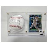 Signed Kendrys Morales Official Major League Baseball in Acrylic Case with Baseball Card