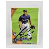 Signed 2010 Topps Lorenzo Cain Baseball Card