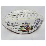 Signed White Panel Football Multiple Hall of Famers Including Deacon Jones, Bobby Bell, Mel Renfro, Ted Hendricks, Ron Mix, and More