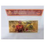 Patrick Mahomes Certificate of Authenticity Gold Banknote 24KT Gold PLATED Bill - Zero Gold Weight