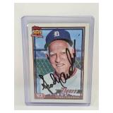 Signed 1991 Topps Sparky Anderson Baseball Card - Hall of Fame Manager with James Spence Authentication