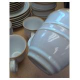 White Stoneware Dinnerware Set with Gold Trim