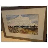 Original Rural Landscape Watercolor Painting 36x26