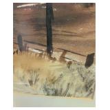Original Rural Landscape Watercolor Painting 36x26