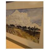 Original Rural Landscape Watercolor Painting 36x26