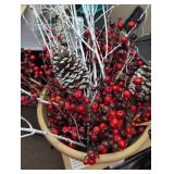 Winter Berry and Pine Cone Potted Arrangement