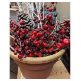 Winter Berry and Pine Cone Potted Arrangement