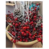 Winter Berry and Pine Cone Potted Arrangement