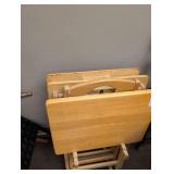 Wooden TV Tray Set with Stand 3 trays