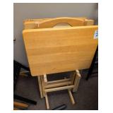 Wooden TV Tray Set with Stand 3 trays