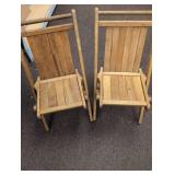 Antique set of Childrens Traditional Oak Wood Folding Chairs