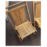 Antique set of Childrens Traditional Oak Wood Folding Chairs
