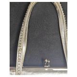 Vintage Silver Metallic Evening Bag with Rhinestone Accents