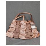 Leather and Suede Ruffled Handbag New