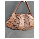 Leather and Suede Ruffled Handbag New