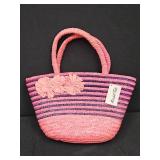Striped Pink and Purple Straw Purse