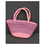 Striped Pink and Purple Straw Purse