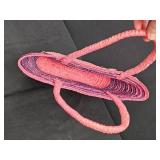 Striped Pink and Purple Straw Purse