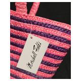 Striped Pink and Purple Straw Purse