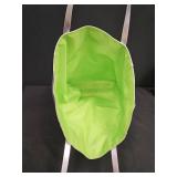 Metallic Silver Tote Bag with Neon Green Interior