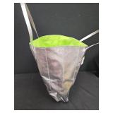 Metallic Silver Tote Bag with Neon Green Interior
