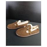 Cozy Brown Buckle Slippers with Sherpa Lining