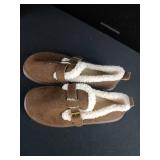 Cozy Brown Buckle Slippers with Sherpa Lining