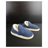 Cozy Blue Corduroy Slip-On House Shoes
