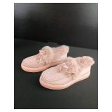 Plush Pink Faux Fur Lined Moccasin Slippers